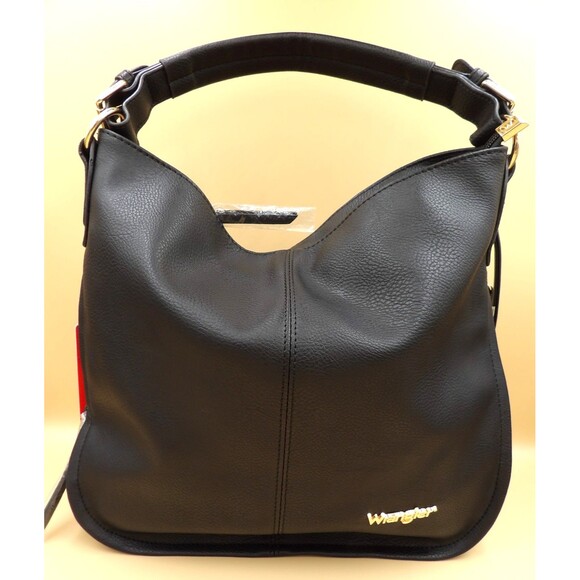 Wrangler By Montana Hobo Bag Crossbody Black Faux Leather Purse - Picture 1 of 10